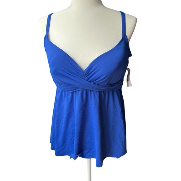 NWT CoCo Reef Swim Blue Babydoll Twist Tankini 16 40C - Picture 3 of 8